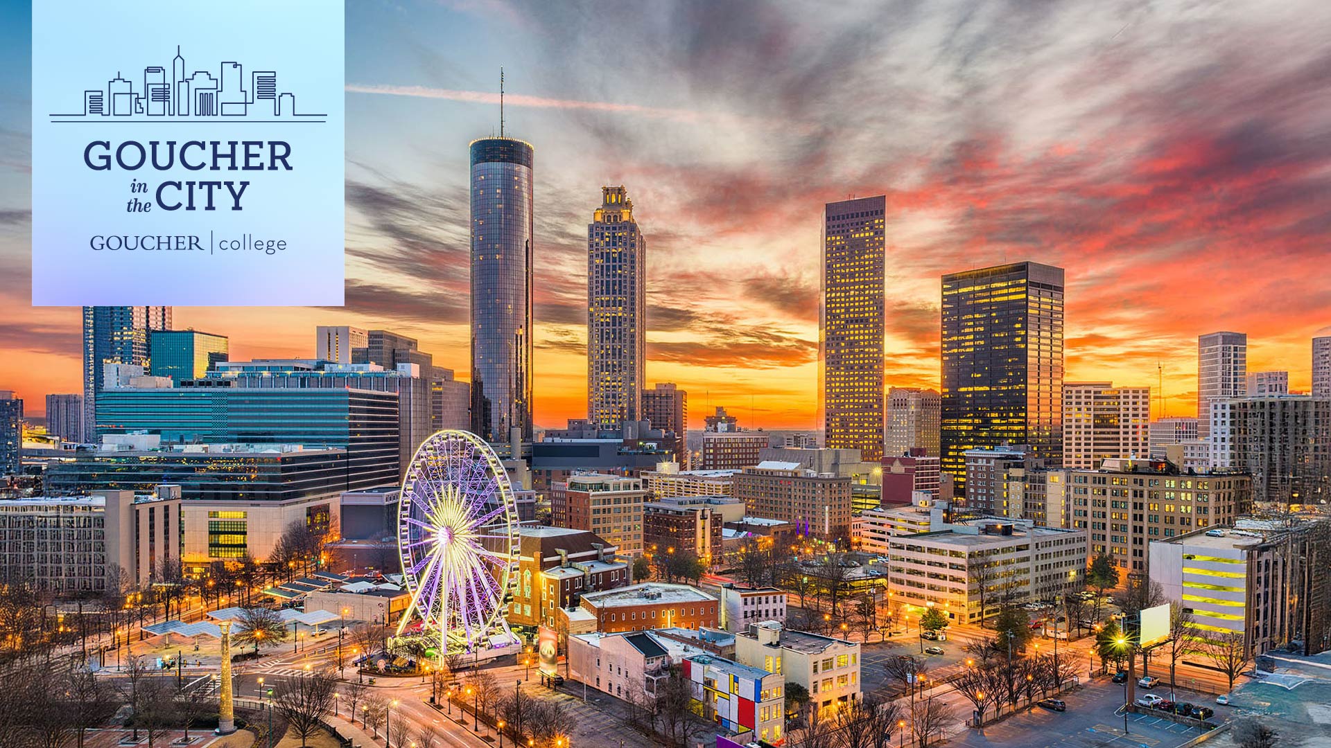 The Atlanta skyline at night.