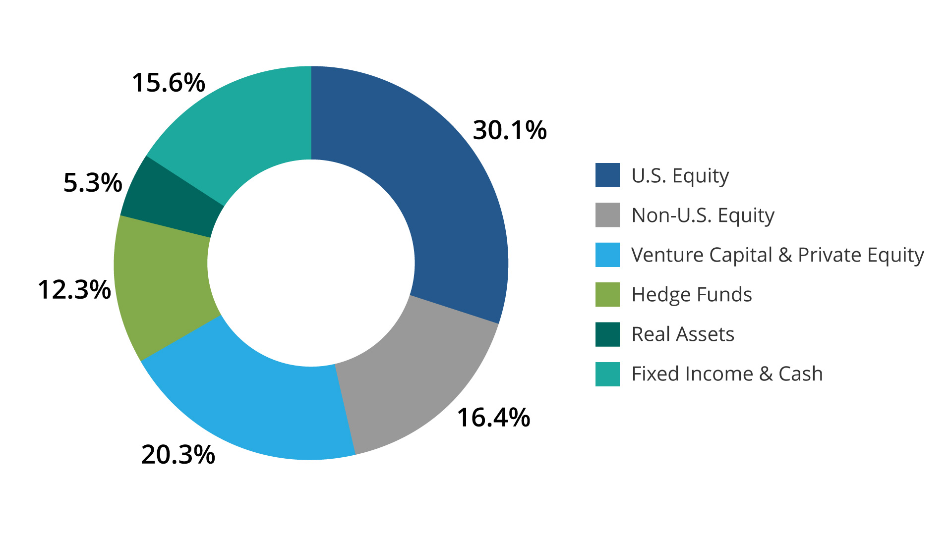 Circle graph of how endowment is invested