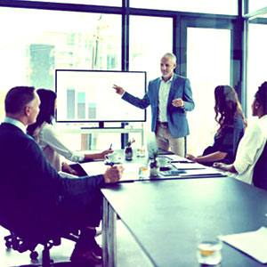 Business presentation in boardroom