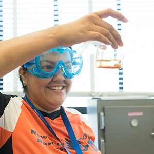 Student in science lab