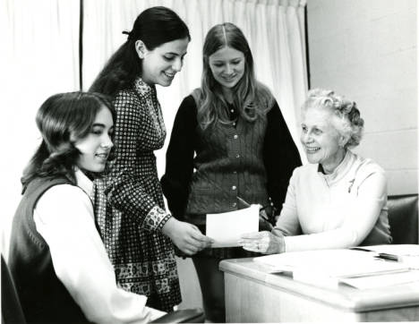 Dean Martha Nichols with students.