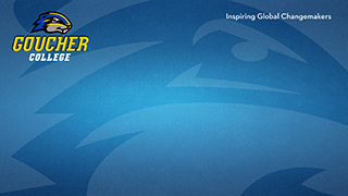 Desktop blue background with Goucher College athletics gopher logo