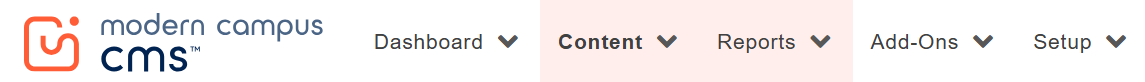 The CMS global navigation bar
