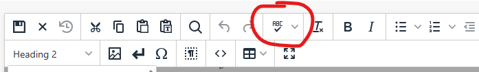 The option to check for spelling is available in the toolbar. 